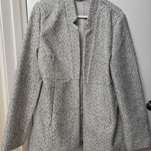 Vici Black and White Herringbone Trench Coat